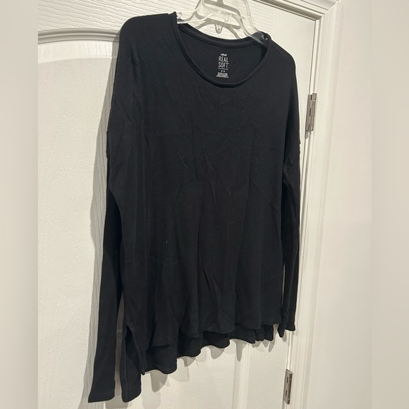 Aerie real soft medium basical long sleeve casual knit waffle top - Picture 1 of 5